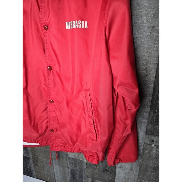 VTG 80s MVP Nylon Jacket Red Nebraska Made in USA Mens Sz Large Clean - Picture 2 of 6